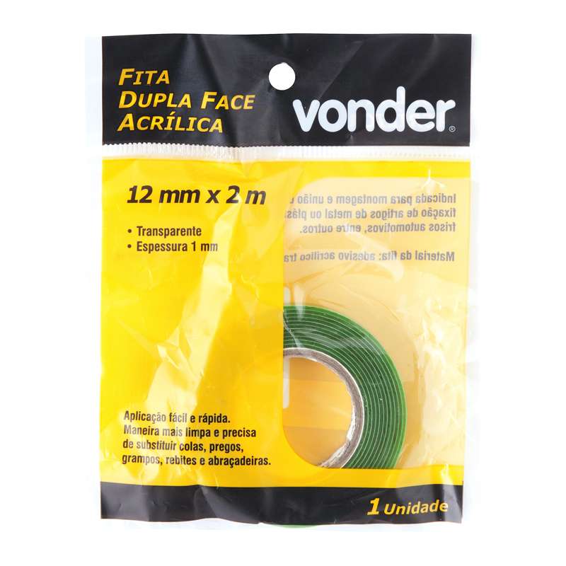 FITA DUPLA FACE ACRILICA 12MMX02M VONDER 1055012002